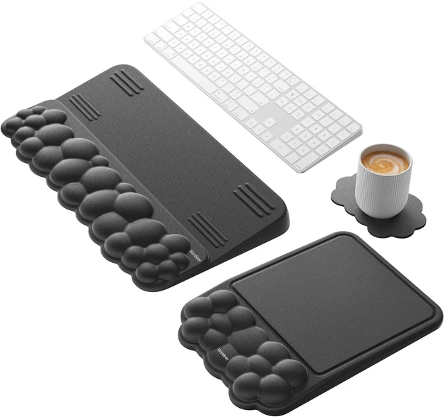 Main image of Vaydeer Keyboard Riser and Mouse Pad with Wrist Rest Set, Coaster Included | Cloud Memory Foam Keyboard and Mouse Wrist Support for Desk Typing, Office, Home and Gaming, Black