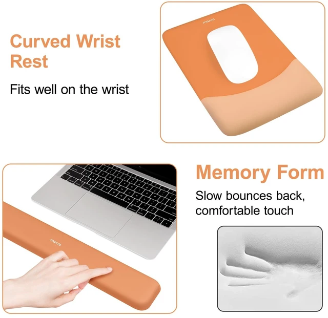 Alt view image 5 of 7 - MOSISO Wrist Rest Support Mouse Pad & Keyboard Set, Cosmic Orange | Rectangular Ergonomic Mousepad, Non-Slip Base, Home/Office Pain Relief & Easy Typing, Neoprene Cloth & Raised Silicone Lining