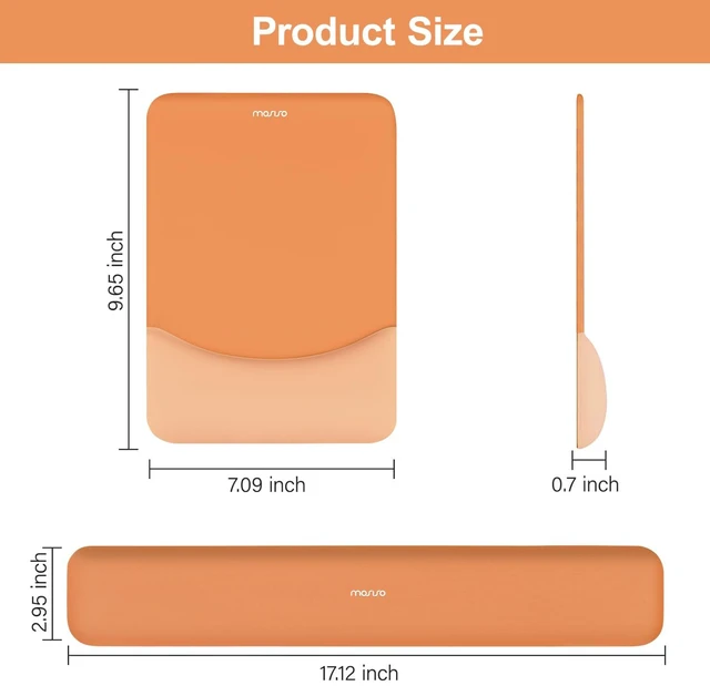 Alt view image 7 of 7 - MOSISO Wrist Rest Support Mouse Pad & Keyboard Set, Cosmic Orange | Rectangular Ergonomic Mousepad, Non-Slip Base, Home/Office Pain Relief & Easy Typing, Neoprene Cloth & Raised Silicone Lining
