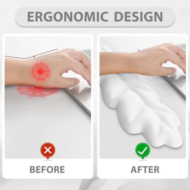 Alt view image 2 of 7 - Leather Keyboard Wrist Rest Set, Wrist Rest for Keyboard and Mouse,Wrist Rest with Non-Slip PU Base, Comfortable Memory Foam Ergonomic Wrist Support Pad Arm Cushion for Computer Laptop, Ivory White