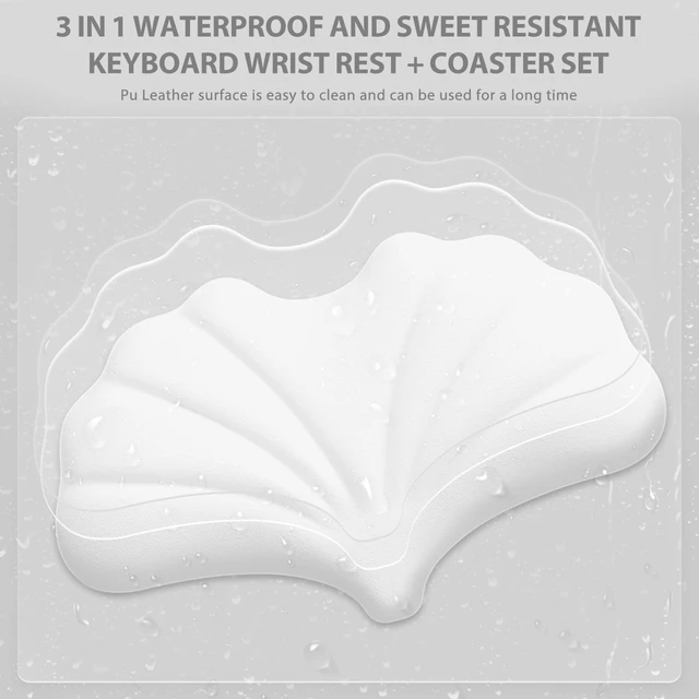 Alt view image 6 of 7 - Leather Keyboard Wrist Rest Set, Wrist Rest for Keyboard and Mouse,Wrist Rest with Non-Slip PU Base, Comfortable Memory Foam Ergonomic Wrist Support Pad Arm Cushion for Computer Laptop, Ivory White