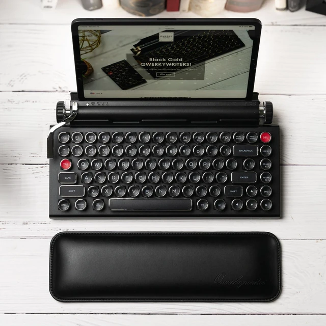Main image of QWERKYTOYS Qwerkywriter Official PU Leather Wrist Rest 13x4 inches Doesn't Include Keyboard