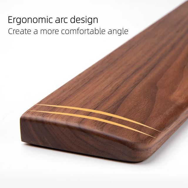 Alt view image 2 of 7 - HUACUESY Walnut Wood Wrist Pad - Ergonomic, Inclined, Anti-Slip, 104-Key | Handcrafted Solid Wood, Ergonomic Grooved/Inclined Design, Silicone/Anti-Slip Base, Compatible with Mouse & Keyboards