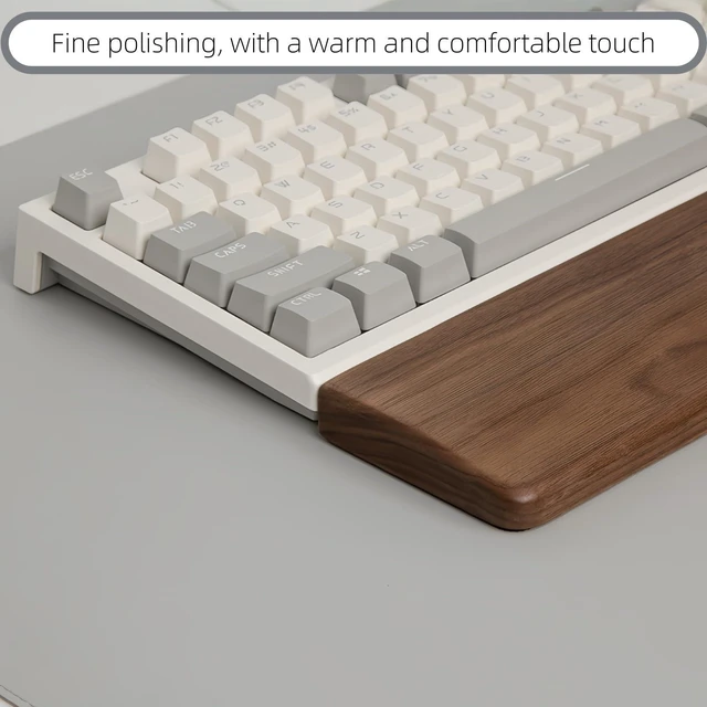 Alt view image 4 of 7 - HUACUESY Walnut Wood Wrist Pad - Ergonomic, Inclined, Anti-Slip, 104-Key | Handcrafted Solid Wood, Ergonomic Grooved/Inclined Design, Silicone/Anti-Slip Base, Compatible with Mouse & Keyboards