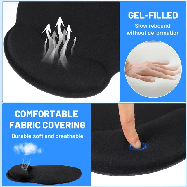 Alt view image 3 of 7 - 8 Pack Ergonomic Mouse Pad with Wrist Rest, Memory Foam Support & Non-Slip Base, Smooth Surface Computer Mouse Pads for Office, Gaming, Home Desk (Black)