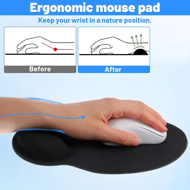 Alt view image 5 of 7 - 8 Pack Ergonomic Mouse Pad with Wrist Rest, Memory Foam Support & Non-Slip Base, Smooth Surface Computer Mouse Pads for Office, Gaming, Home Desk (Black)
