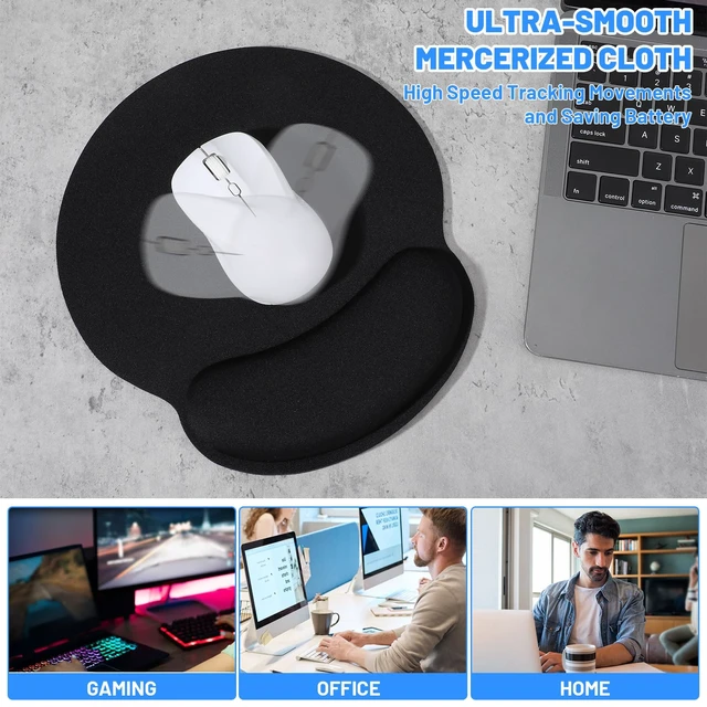 Alt view image 6 of 7 - 8 Pack Ergonomic Mouse Pad with Wrist Rest, Memory Foam Support & Non-Slip Base, Smooth Surface Computer Mouse Pads for Office, Gaming, Home Desk (Black)