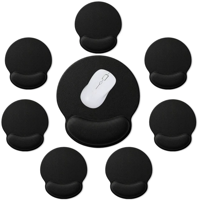 Main image of 8 Pack Ergonomic Mouse Pad with Wrist Rest, Memory Foam Support & Non-Slip Base, Smooth Surface Computer Mouse Pads for Office, Gaming, Home Desk (Black)