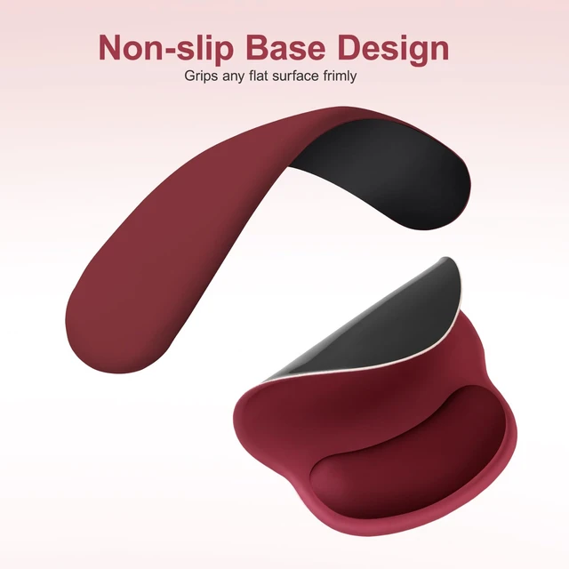 Alt view image 4 of 7 - MOSISO Wrist Rest Support for Mouse Pad&Keyboard Set, Wine Red | Circle Curved Ergonomic Mousepad Non-Slip Base Home/Office Pain Relief&Easy Typing Pad with Soft Cloth&Silicone Lining