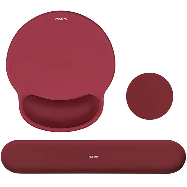 Main image of MOSISO Wrist Rest Support for Mouse Pad&Keyboard Set, Wine Red | Circle Curved Ergonomic Mousepad Non-Slip Base Home/Office Pain Relief&Easy Typing Pad with Soft Cloth&Silicone Lining