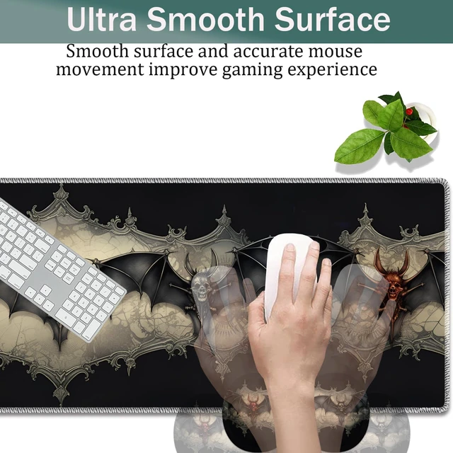 Alt view image 4 of 7 - Large Game Mouse Pad + Wrist Support Pad + Coffee Coaster, Desk Pad with Sewn Edges, Anti-Slip Set pad Suitable for Office Work and Home - Neo Bats