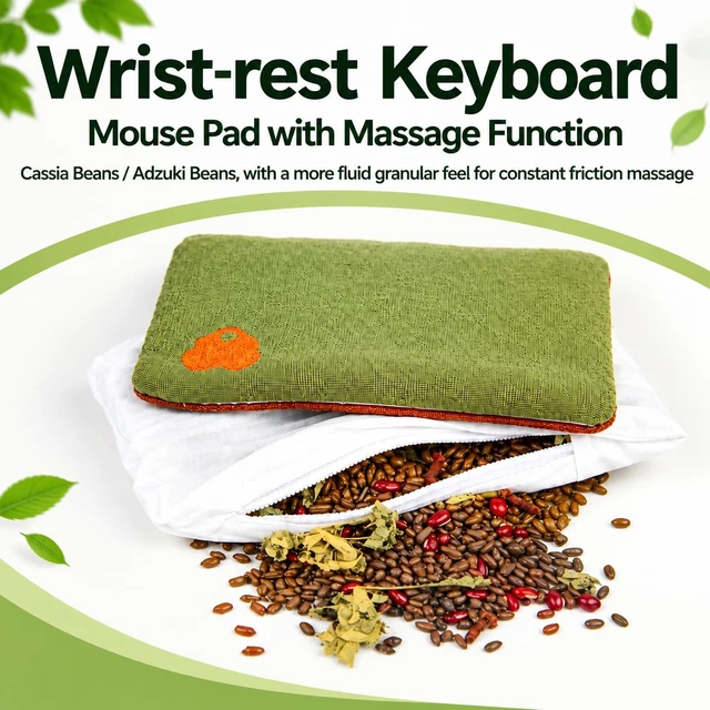 Alt view image 5 of 7 - Keyboard and Mouse Wrist Rest Set,Traditional Chinese Herbal Formula | Pure Natural Filling,Embroidered Design,Natural Herb Scent,Comfortable Cushioning,Washable,Sweat-Resistant Material