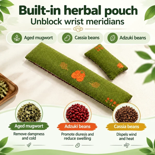 Alt view image 4 of 7 - Keyboard and Mouse Wrist Rest Set,Traditional Chinese Herbal Formula | Pure Natural Filling,Embroidered Design,Natural Herb Scent,Comfortable Cushioning,Washable,Sweat-Resistant Material