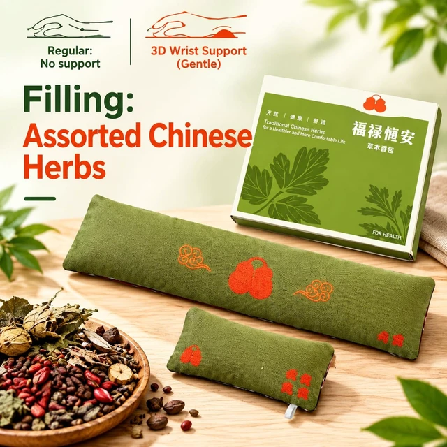 Alt view image 6 of 7 - Keyboard and Mouse Wrist Rest Set,Traditional Chinese Herbal Formula | Pure Natural Filling,Embroidered Design,Natural Herb Scent,Comfortable Cushioning,Washable,Sweat-Resistant Material