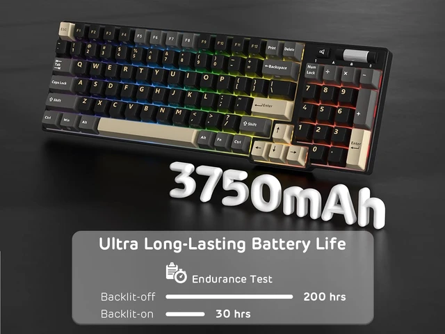 Alt view image 7 of 7 - RK ROYAL KLUDGE RK96 RGB Wireless Mechanical Gaming Keyboard w/Wrist Rest | 90% 96 Keys Hot Swappable Mechanical Keyboard, 3-Mode BT5.0/2.4G/USB-C, Volume Control, Software Support & Massive Battery