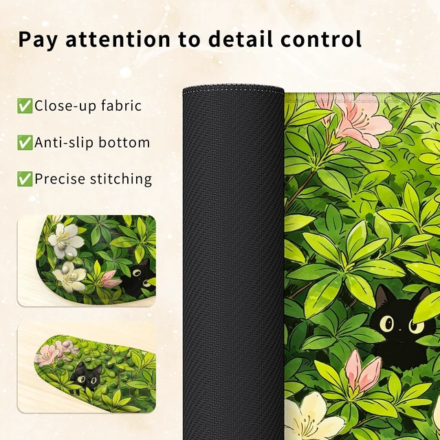 Alt view image 6 of 7 - Desk Mat Set with Wrist Rest, Keyboard Mouse Wrist Support Cats in Foliage | Desk Accessories Including Large Desk Pad, Keyboard Wrist Rest and Mouse Wrist Rest for Computer Office Setup