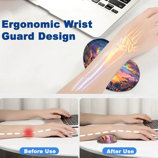 Alt view image 5 of 7 - Large Mouse Pad + Keyboard Wrist Rest Set, Extended Gaming Mousepad (31.5X11.8 inch) with Non-Slip Rubber, Ergonomics Memory Foam Mouse Wrist Rest Support, Eiffel Tower in Oil XXL Desk Pad