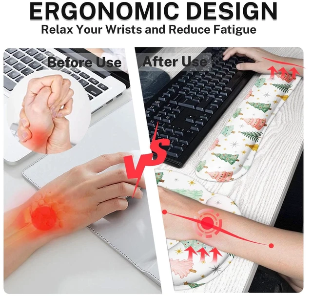 Britimes Keyboard Mouse Pad Set, 4 in 1 Desk Mat Set, Christmas Trees ...