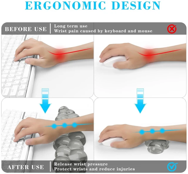 Alt view image 2 of 7 - Gel Cloud Keyboard and Mouse Wrist Rest, Cute Wrist Support and Arm Support Keyboard Rest for Keyboard and Mouse Typing Pain ReliefSuitable for Office/Computer/Laptop/Gaming (Gray)