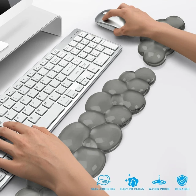 Alt view image 6 of 7 - Gel Cloud Keyboard and Mouse Wrist Rest, Cute Wrist Support and Arm Support Keyboard Rest for Keyboard and Mouse Typing Pain ReliefSuitable for Office/Computer/Laptop/Gaming (Gray)
