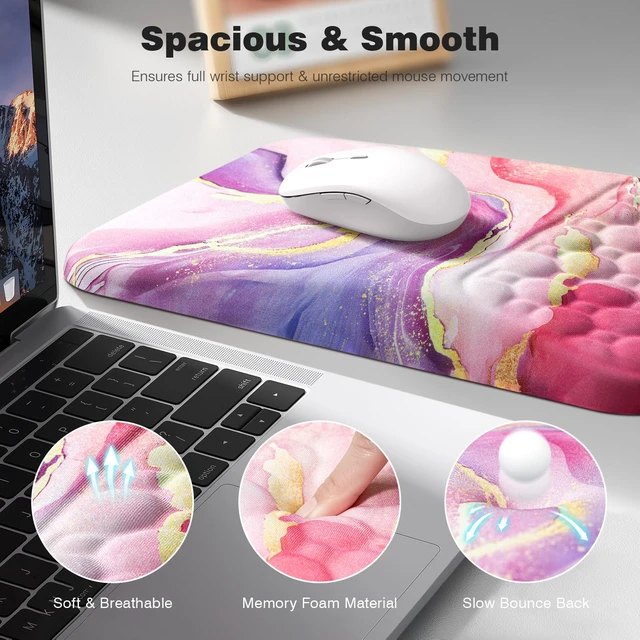Alt view image 3 of 7 - Ospelelf Pink Mouse Pad with Wrist Support Large Ergonomic Office Comfy Pain Relief Mousepad Wrist Rest