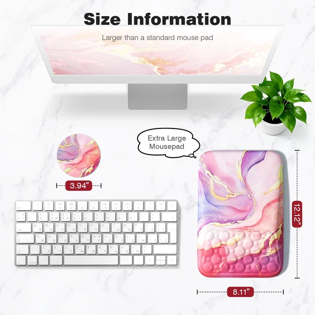 Alt view image 6 of 7 - Ospelelf Pink Mouse Pad with Wrist Support Large Ergonomic Office Comfy Pain Relief Mousepad Wrist Rest