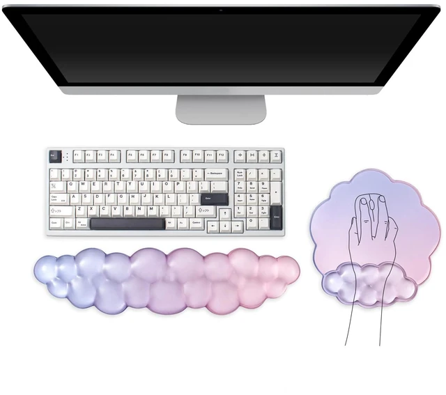 Main image of Gel Cloud Mouse Pad with Wrist Rest Set for Keyboard - Offcie Accessories | Comfort Pain & Fatigue Relief Easy to Clean for Computer/Laptop/Gaming/Home/Office/Typing Pain Relief