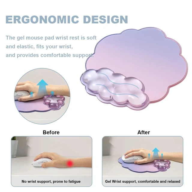 Alt view image 6 of 7 - Gel Cloud Mouse Pad with Wrist Rest Set for Keyboard - Offcie Accessories | Comfort Pain & Fatigue Relief Easy to Clean for Computer/Laptop/Gaming/Home/Office/Typing Pain Relief
