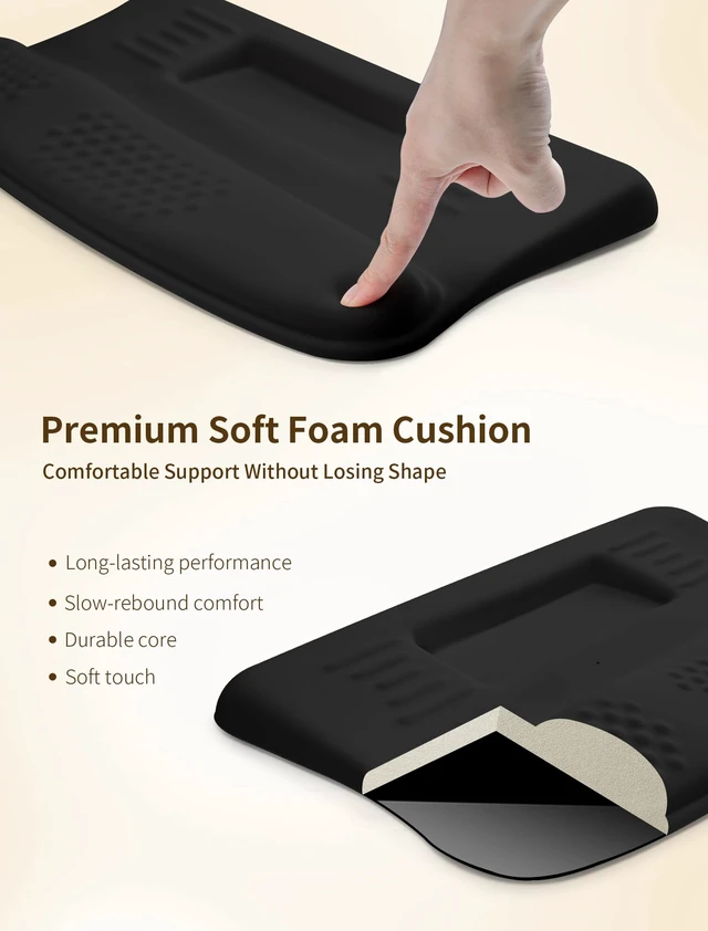 Alt view image 6 of 7 - Wave-Shaped Keyboard Wrist Rest with Storage Compartment, Adjustable 3°/13° | Keyboard Riser, Ergonomic Wrist Support, Angled Keyboard Stand for Office & Desktop Typing, Black