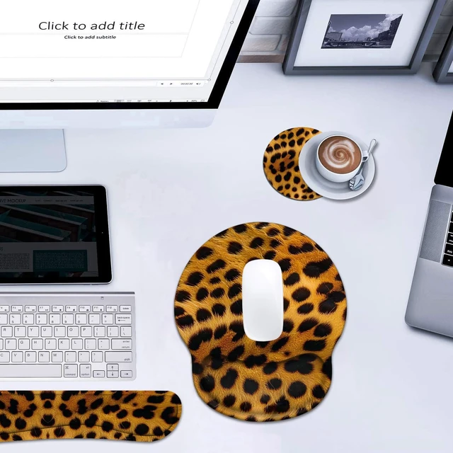 Alt view image 7 of 7 - Keyboard Wrist Rest and Mouse Wrist Rest Pad Set with Coasters, Ergonomic Support, Non-Slip PU Base, Easy Typing and Relieve Wrist Pain, Perfect for Home Office Working Studying, Leopard Print