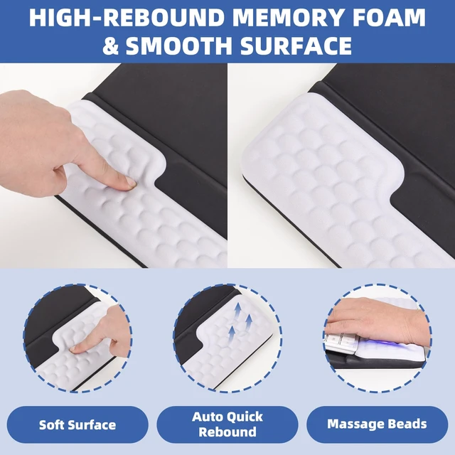 Alt view image 5 of 7 - Keyboard Stand with Wrist RestErgonomic Wrist Pad Memory Foam | Keyboard Riser Holder Tray with Non-Slip Base, Pain Relief for Work Study Game (Black and White)