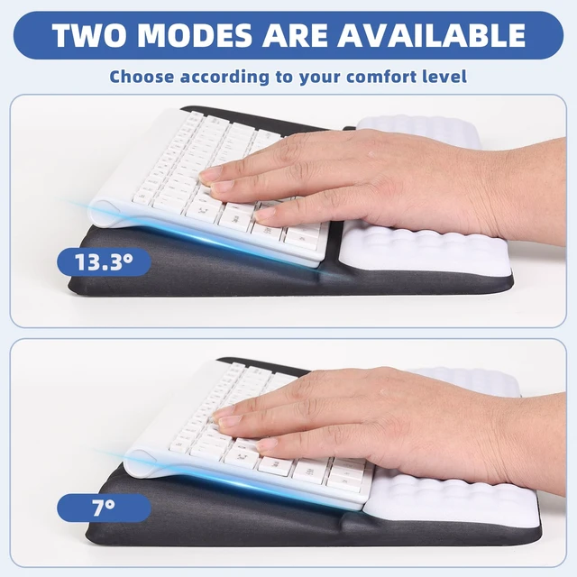 Alt view image 3 of 7 - Keyboard Stand with Wrist RestErgonomic Wrist Pad Memory Foam | Keyboard Riser Holder Tray with Non-Slip Base, Pain Relief for Work Study Game (Black and White)