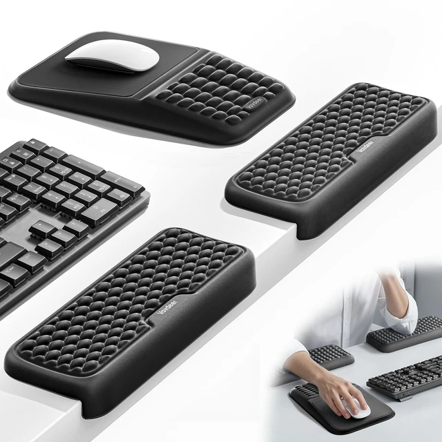 Main image of Vaydeer Ergonomic Mouse Pad with Wrist Rest and 2Pcs L-Shaped Elbow Rest | Memory Foam Desk Edge Cushion and Arm Rest Support with Non-Slip PU Base for Keyboard, Mouse, Office, Home & Gaming