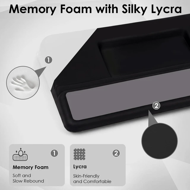 Alt view image 6 of 7 - 3-in-1 Ergonomic Keyboard Stand & Mouse Pad Set with Wrist Rest, Black | Slow-rebound memory foam & breathable Lycra rest relieves wrist strain during work and gaming with non-slip PU base