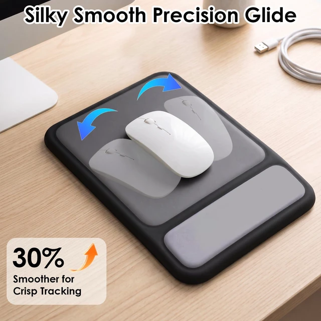 Alt view image 4 of 7 - 3-in-1 Ergonomic Keyboard Stand & Mouse Pad Set with Wrist Rest, Black | Slow-rebound memory foam & breathable Lycra rest relieves wrist strain during work and gaming with non-slip PU base