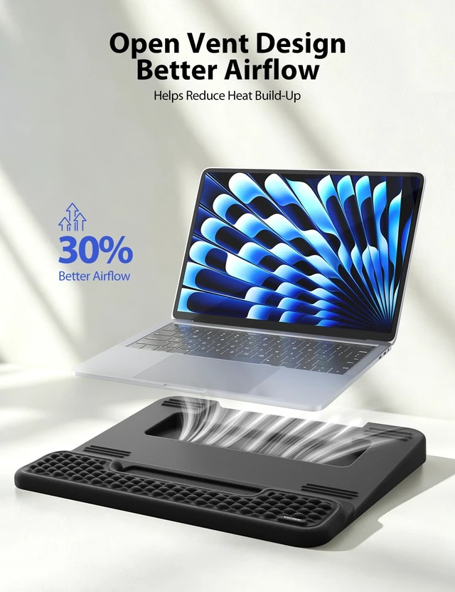 Alt view image 6 of 7 - Vaydeer Wrist Rest with Laptop Stand and Storage, Memory Foam Wrist Support | Keyboard Stand with Wrist Rest, Wrist Pad for Desk with Pen Holder, Ergonomic Keyboard Lift for Typing, Home, Office Setup