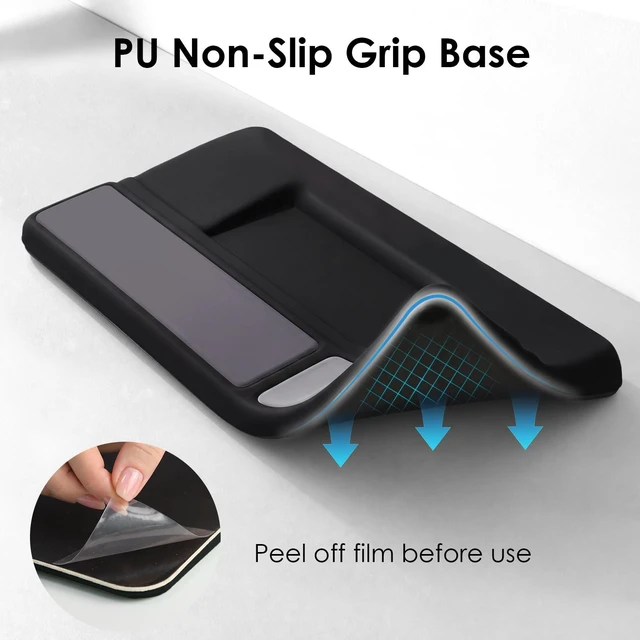 Alt view image 7 of 7 - 3-in-1 Ergonomic Keyboard Stand & Mouse Pad Set with Wrist Rest, Black | Slow-rebound memory foam & breathable Lycra rest relieves wrist strain during work and gaming with non-slip PU base