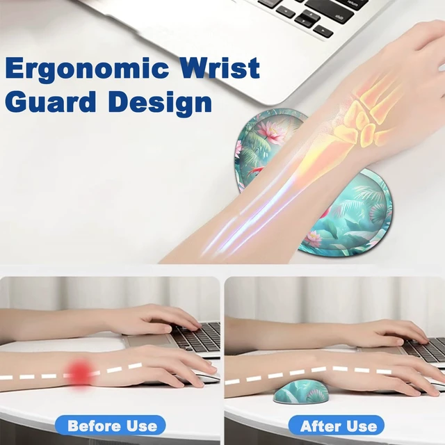 Alt view image 5 of 7 - Large Mouse Pad + Keyboard Wrist Rest Set, Extended Gaming Mousepad (31.5X11.8 inch) with Non-Slip Rubber, Ergonomics Memory Foam Mouse Wrist Rest Support, Flamingo in The Lotus Pond XXL Desk Pad