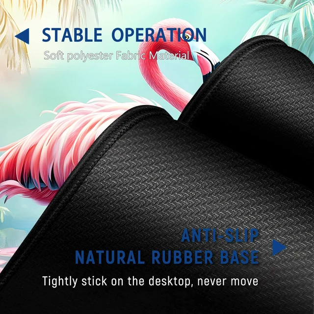 Alt view image 4 of 7 - Large Mouse Pad + Keyboard Wrist Rest Set, Extended Gaming Mousepad (31.5X11.8 inch) with Non-Slip Rubber, Ergonomics Memory Foam Mouse Wrist Rest Support, Flamingo in The Lotus Pond XXL Desk Pad