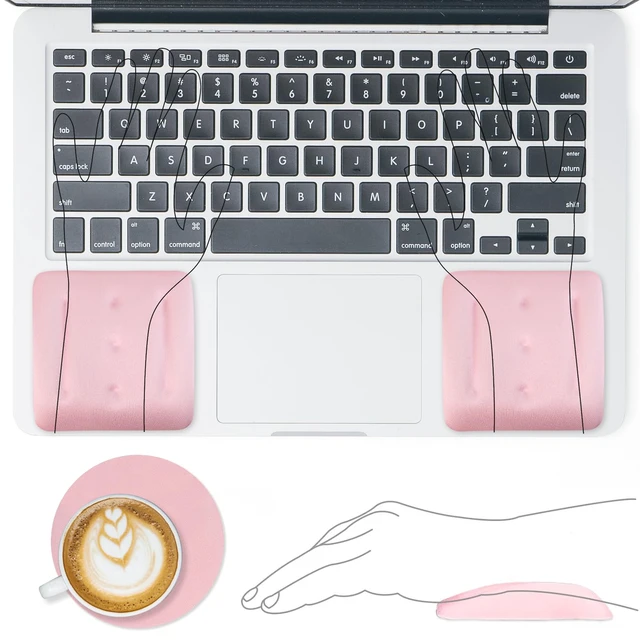 Main image of VAGAU Wrist Rests for Laptop, Wrist Support for Keyboard and Mouse Pink | Ergonomic Memory Foam Wrist Pads for Laptop, Office, Computer, Comfortable Typing Wrist Pain & Carpal Tunnel Relief