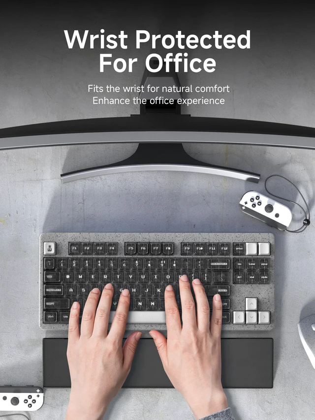 Alt view image 7 of 7 - Hagibis Keyboard Wrist Rest Pad with Partition Storage Case, Magnetic Top Cover Ergonomic Soft Memory Foam, Anti-Slip Rubber Base for Computer Keyboard, Laptop, Office, Home (Black Magnetic)