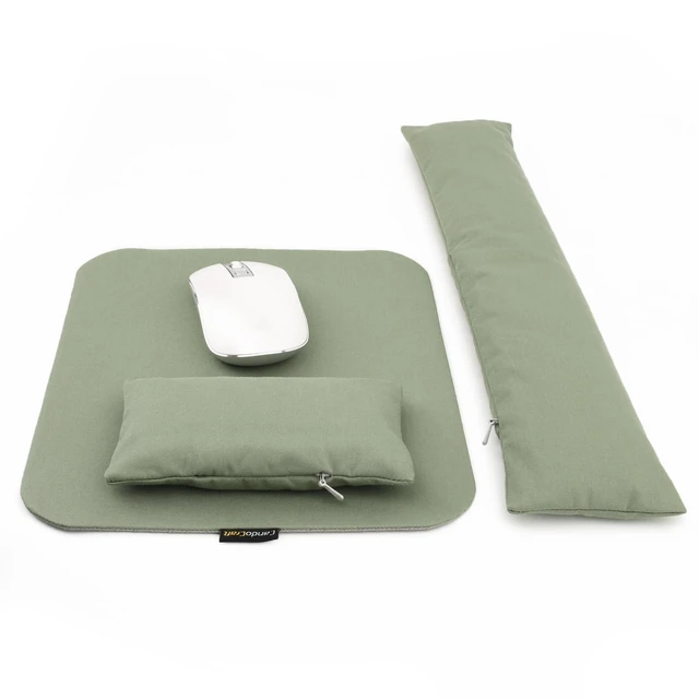 Main image of Large Mouse Pad Wrist Support Set, Bean Bag Mouse and Keyboard Wrist Rest Filled Ergo Beads, Easy Typing Gaming Home Office (Light Army Green)