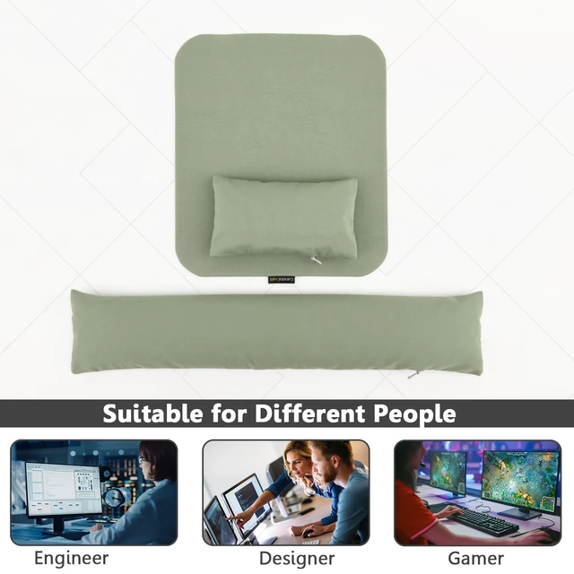 Alt view image 7 of 7 - Large Mouse Pad Wrist Support Set, Bean Bag Mouse and Keyboard Wrist Rest Filled Ergo Beads, Easy Typing Gaming Home Office (Light Army Green)