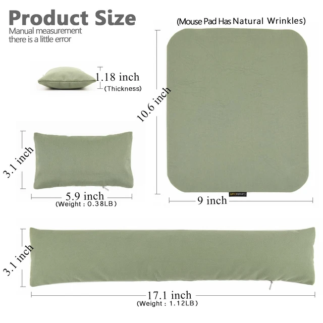 Alt view image 5 of 7 - Large Mouse Pad Wrist Support Set, Bean Bag Mouse and Keyboard Wrist Rest Filled Ergo Beads, Easy Typing Gaming Home Office (Light Army Green)