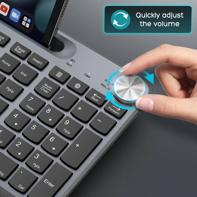 Alt view image 5 of 6 - GAMCATZ Ergonomic Wireless Keyboard and Mouse with Wrist RestPhone Holder - 2.4GHz Full-Sized Low-Profile Quiet Wireless Mouse and Keyboard Combo for Computer, Laptop, PC, Mac-Black