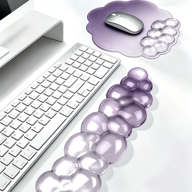 Alt view image 2 of 7 - Vensily Gel Wrist Rest and Cloud Mouse Pad, for Keyboards and Mice - Ergonomic Pink Keyboard Wrist Rest Set, Relieves Pain from Typing/Computer/Laptop/Gaming/Home/Office Purple