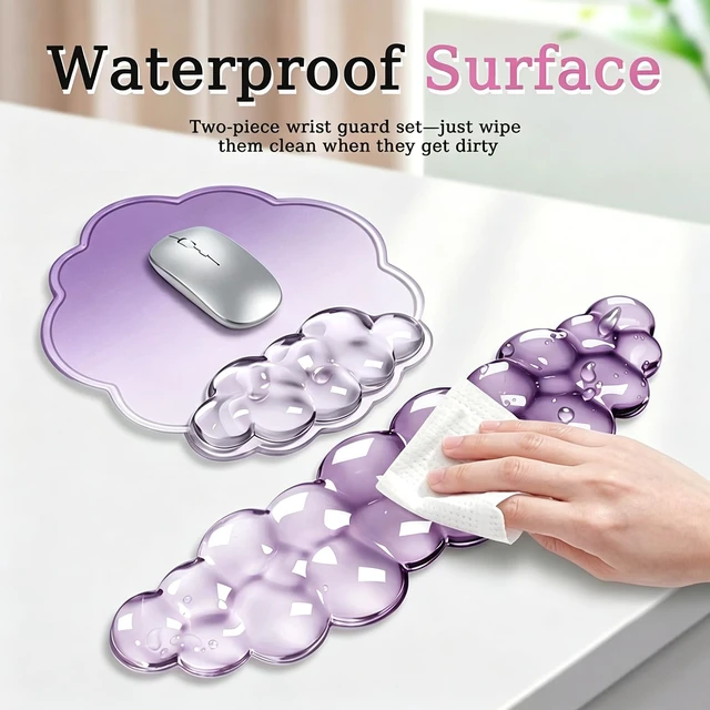 Alt view image 3 of 7 - Vensily Gel Wrist Rest and Cloud Mouse Pad, for Keyboards and Mice - Ergonomic Pink Keyboard Wrist Rest Set, Relieves Pain from Typing/Computer/Laptop/Gaming/Home/Office Purple