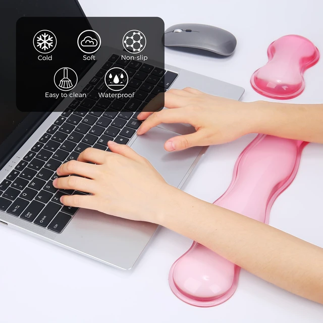 Alt view image 2 of 6 - ABRONDA Gel Wrist Rest for Keyboard and Mouse, Wrist Rest for Keyboard, Mouse Wrist Support, Pain Relief, Cool Touch, Non-Skid, Wrist pad Set