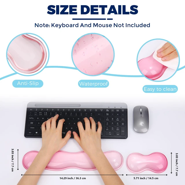 Alt view image 4 of 6 - ABRONDA Gel Wrist Rest for Keyboard and Mouse, Wrist Rest for Keyboard, Mouse Wrist Support, Pain Relief, Cool Touch, Non-Skid, Wrist pad Set