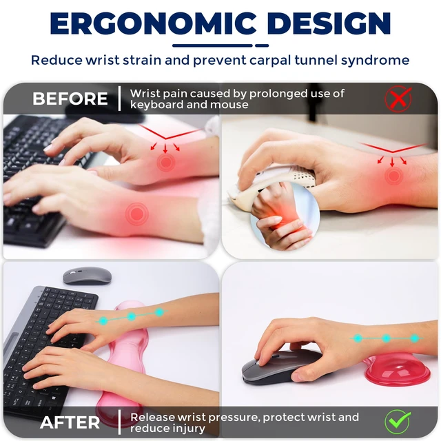 Alt view image 3 of 6 - ABRONDA Gel Wrist Rest for Keyboard and Mouse, Wrist Rest for Keyboard, Mouse Wrist Support, Pain Relief, Cool Touch, Non-Skid, Wrist pad Set